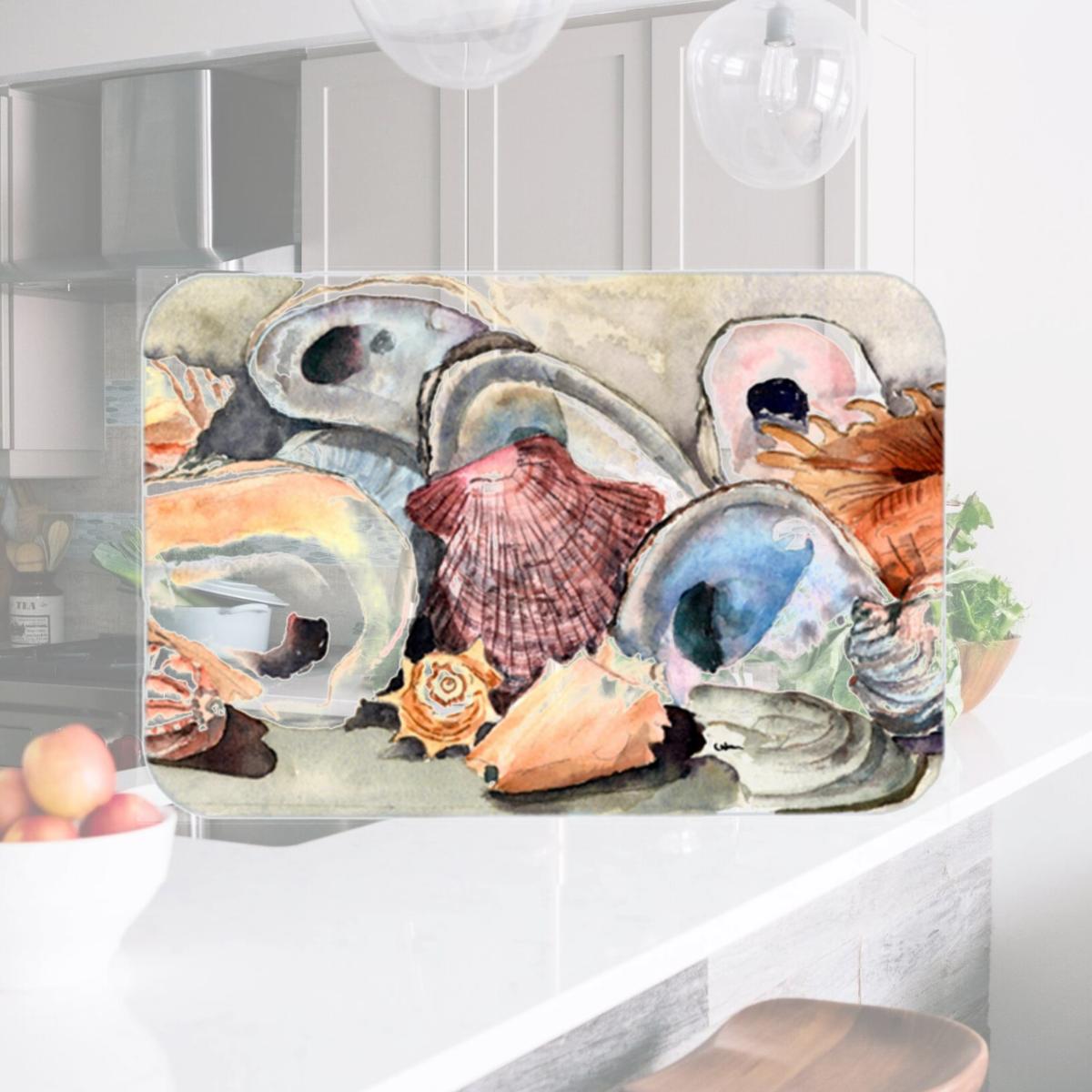 Picture of Carolines Treasures 8619LCB Sea Shells Glass Cutting Board - Large- 15 H x 12 L in.