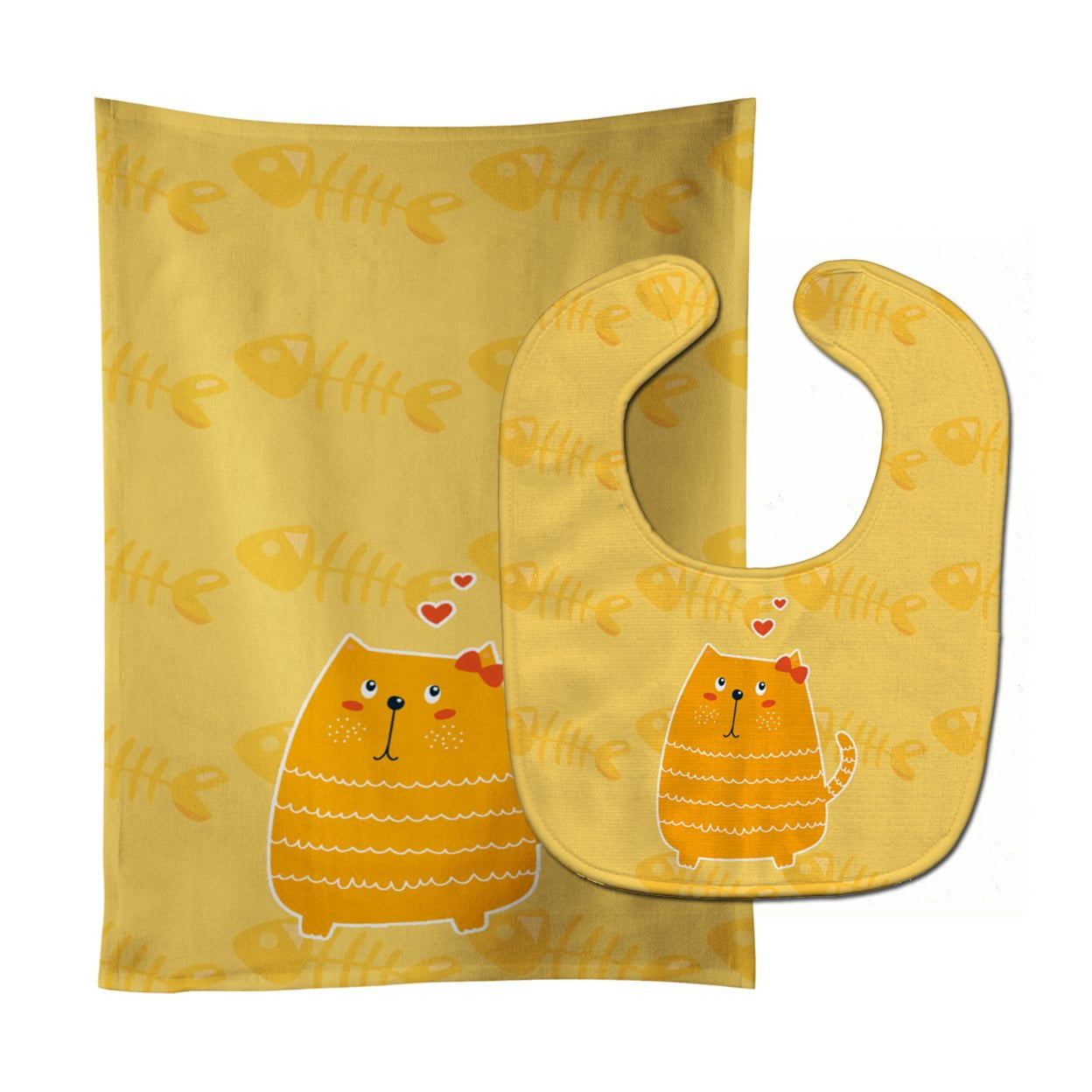 Bb6746stbu Fat Cat Love Baby Bib & Burp Cloth