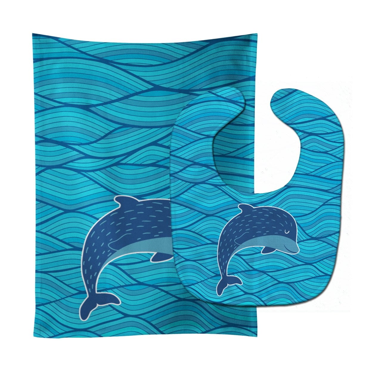 BB6781STBU Dolphin Baby Bib & Burp Cloth
