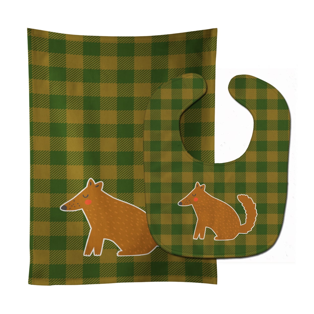 BB6788STBU Brown Wolf Baby Bib & Burp Cloth