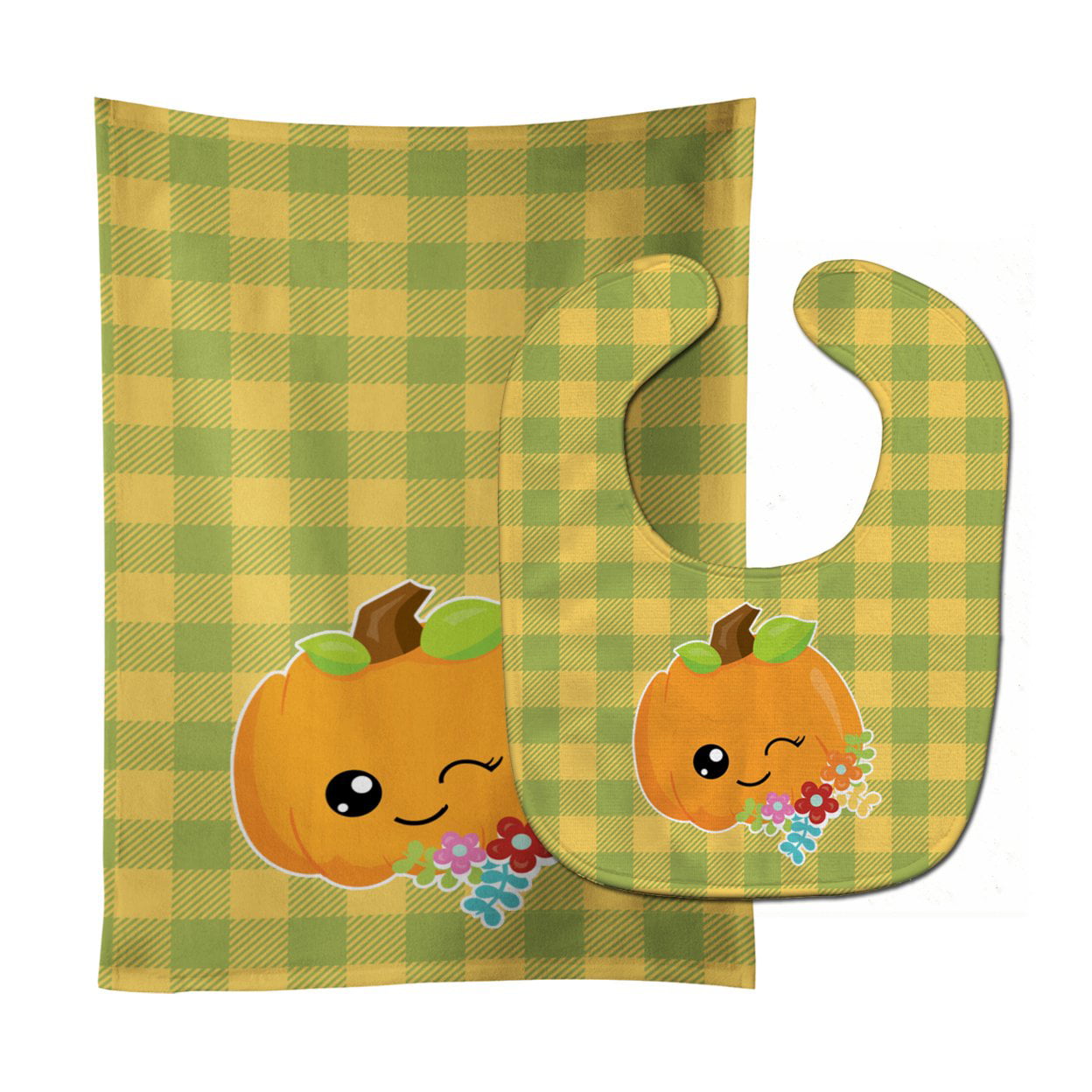 Bb6792stbu Mr. Winky Pumpkin Baby Bib & Burp Cloth