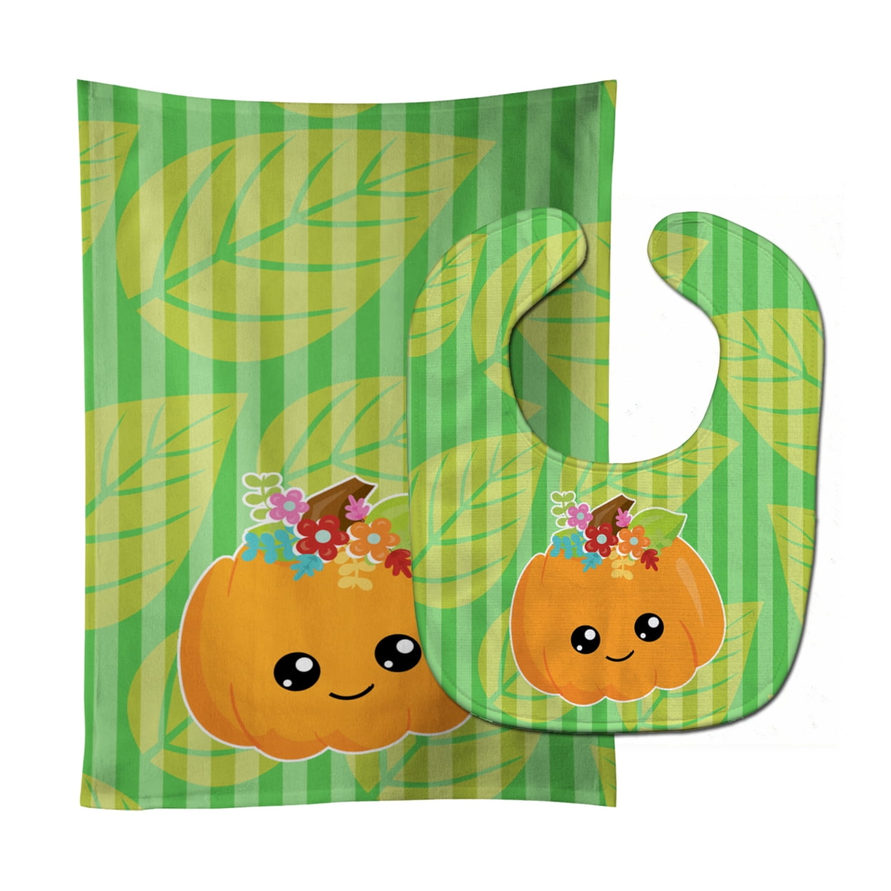 Bb6796stbu Pumpkin Fall Baby Bib & Burp Cloth