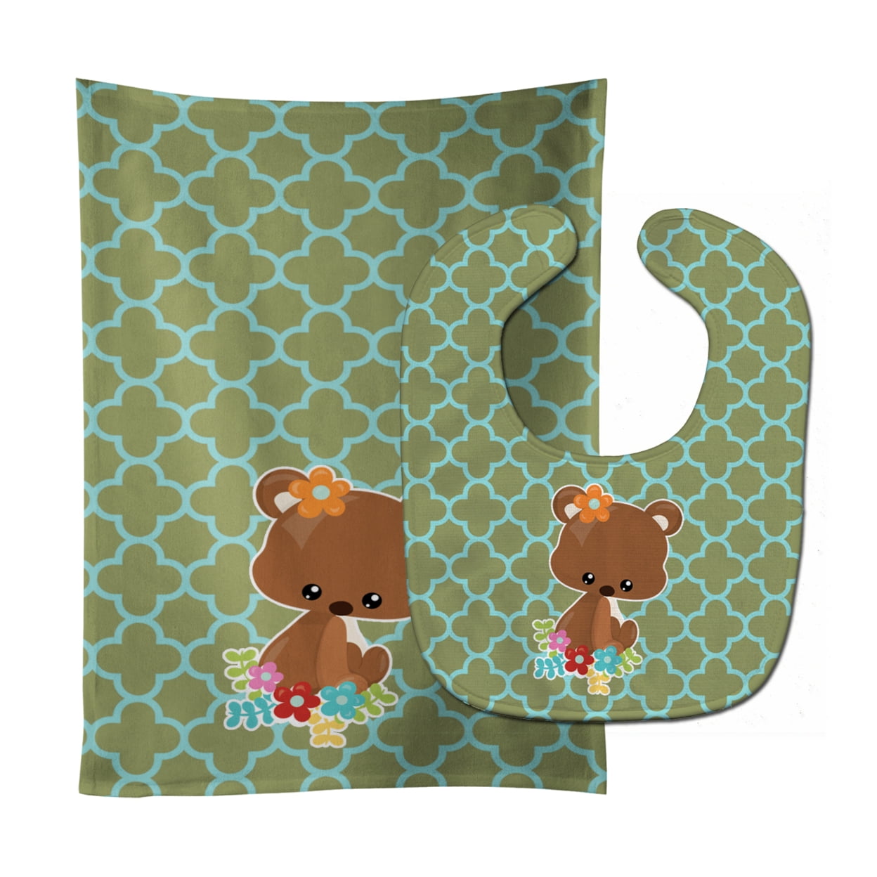 Bb6797stbu Baby Brown Bear Baby Bib & Burp Cloth