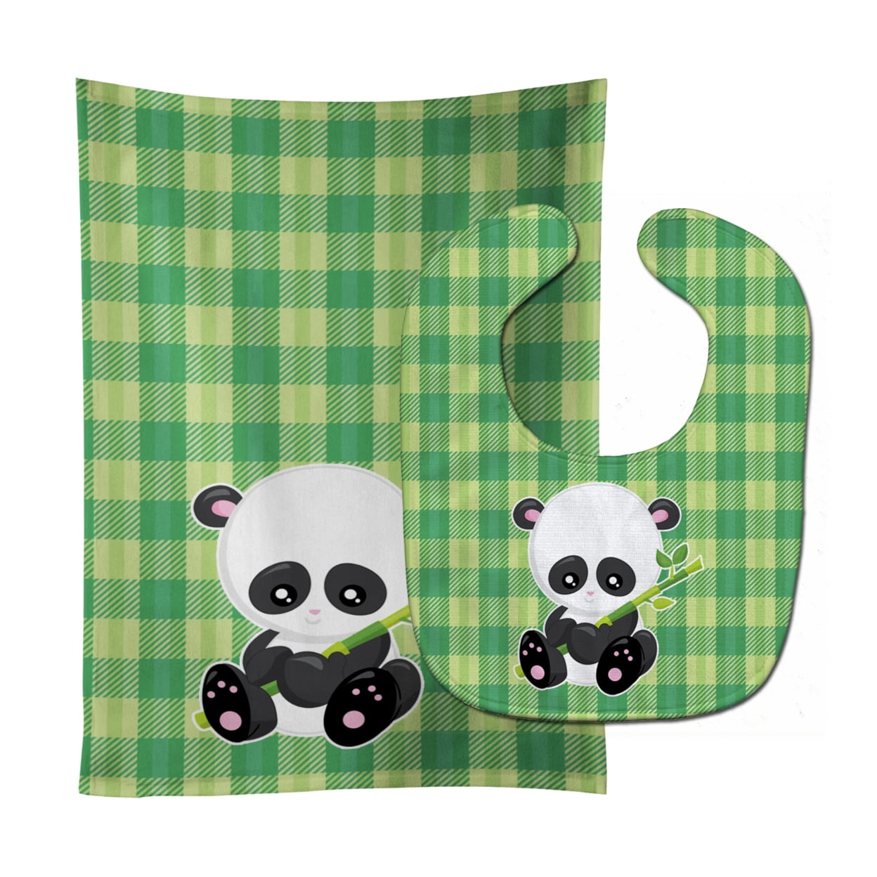 Bb6801stbu Panda Lucky Bamboo Baby Bib & Burp Cloth