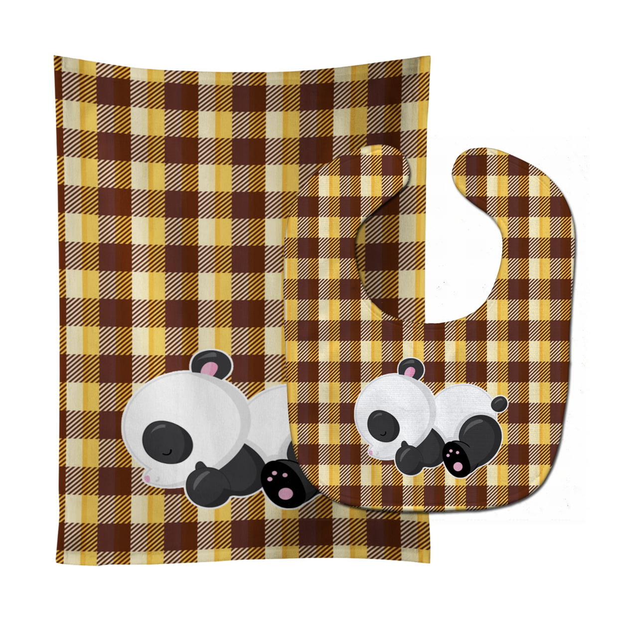 Bb6804stbu Panda Naptime Baby Bib & Burp Cloth