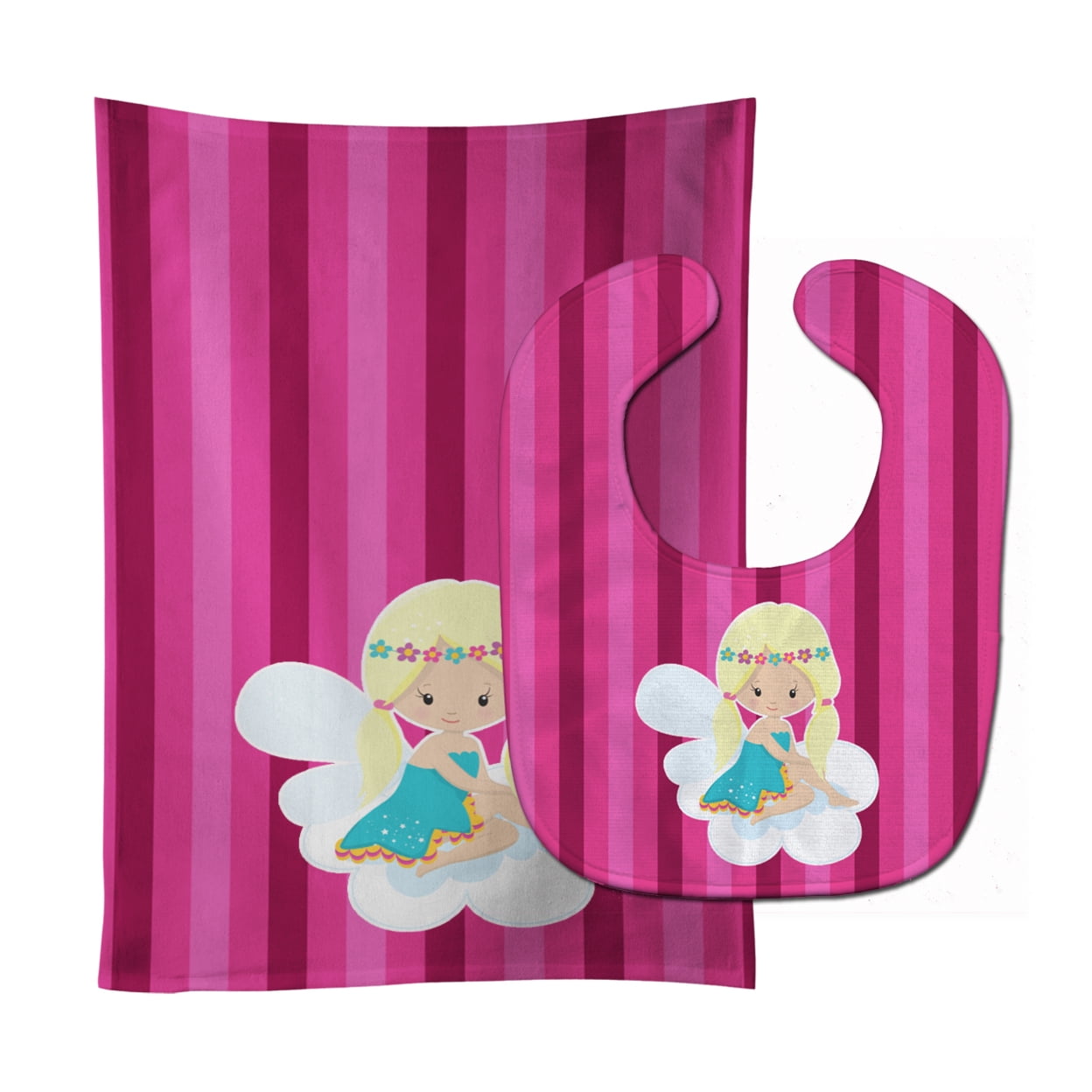 Bb6808stbu Blonde Fairy Baby Bib & Burp Cloth