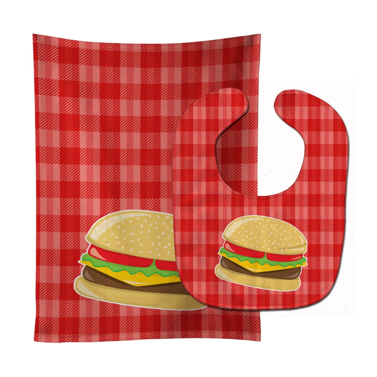 Bb6812stbu Hamburger Plaid Baby Bib & Burp Cloth