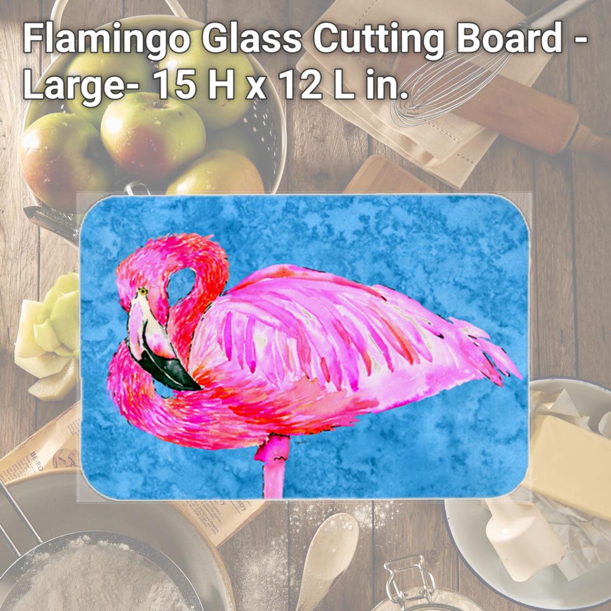 Picture of Carolines Treasures 8686LCB Flamingo Glass Cutting Board - Large- 15 H x 12 L in.