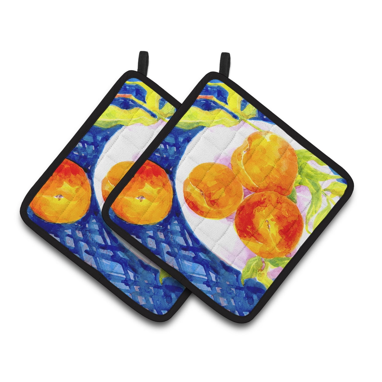 6110pthd Bowl Of Peaches Pair Of Pot Holders