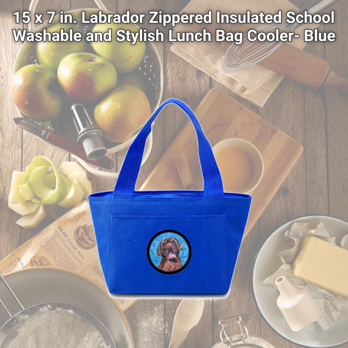 Picture of Carolines Treasures SC9127BU-8808 15 x 7 in. Labrador Zippered Insulated School Washable and Stylish Lunch Bag Cooler- Blue