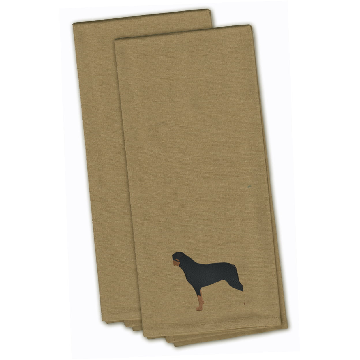 Bb3466tntwe Rottweiler Tan Embroidered Kitchen Towel - Set Of 2