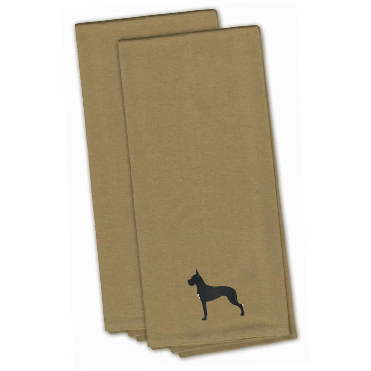 Bb3475tntwe Great Dane Tan Embroidered Kitchen Towel - Set Of 2