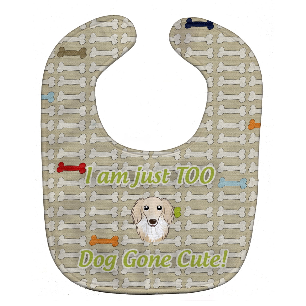 Bb5781bib Too Cute Longhair Creme Dachshund Baby Bib