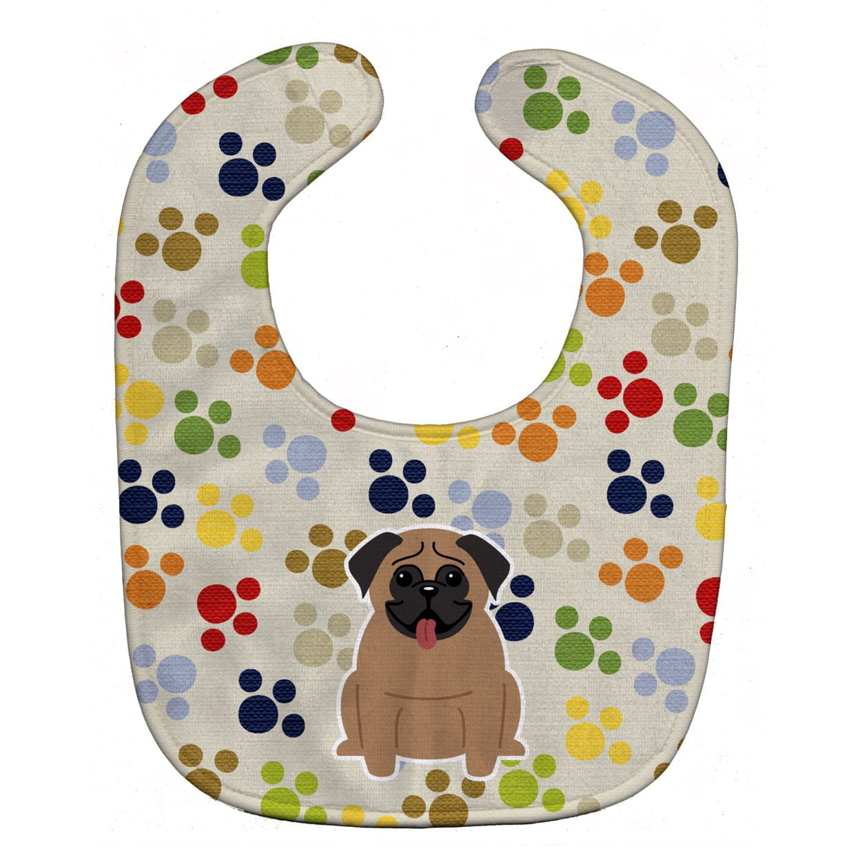 Pawprints Pug Brown Baby Bib