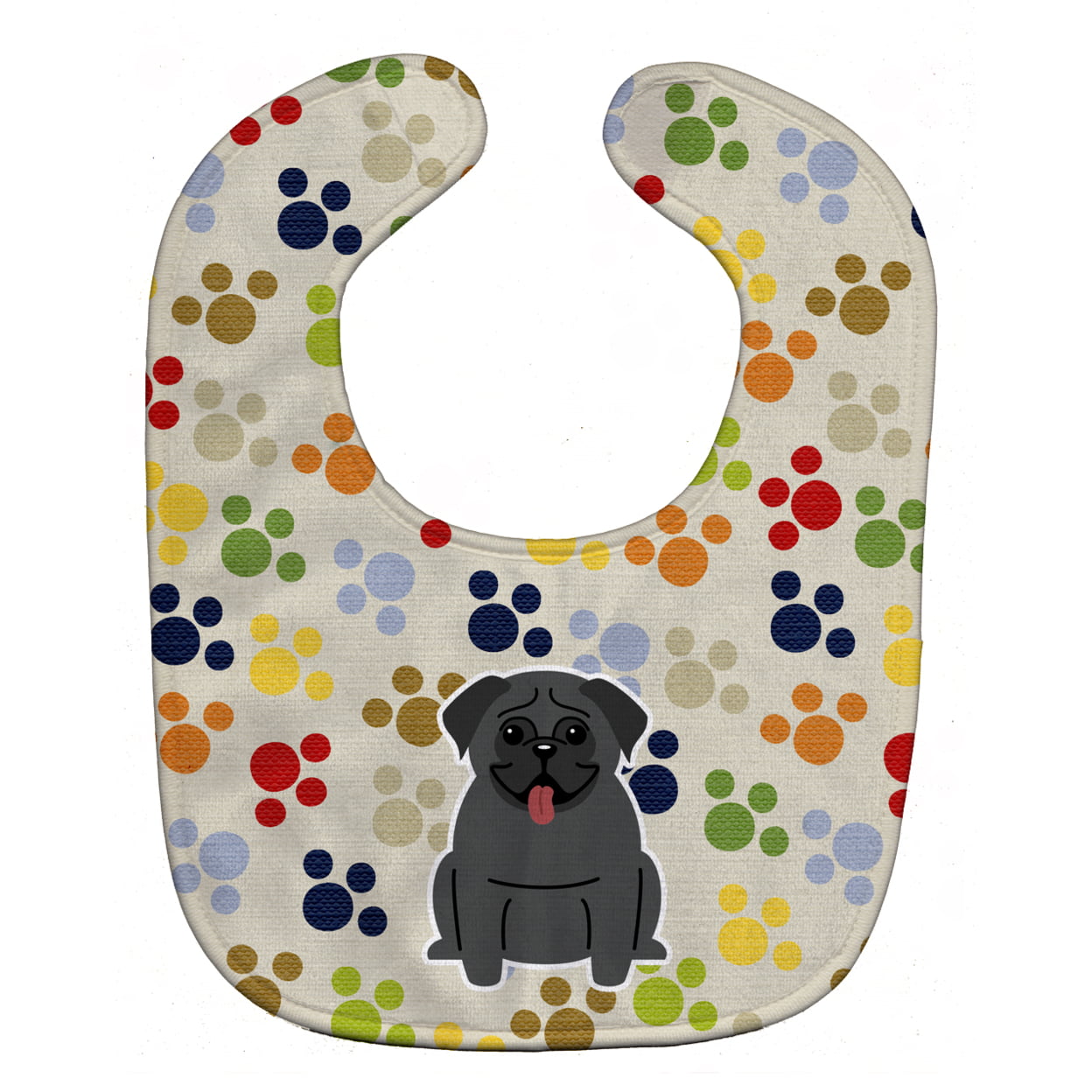 Bb5835bib Pawprints Pug Black Baby Bib