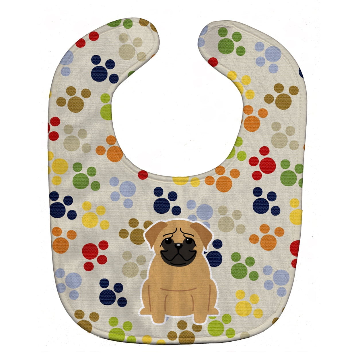 Bb5836bib Pawprints Pug Brown Baby Bib