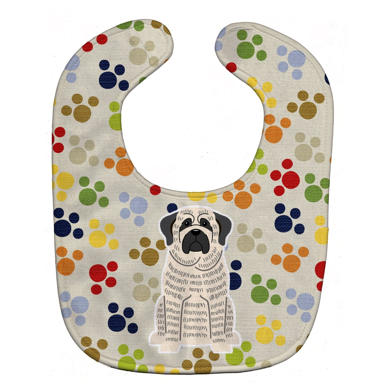 Bb5845bib Pawprints Mastiff Brindle White Baby Bib