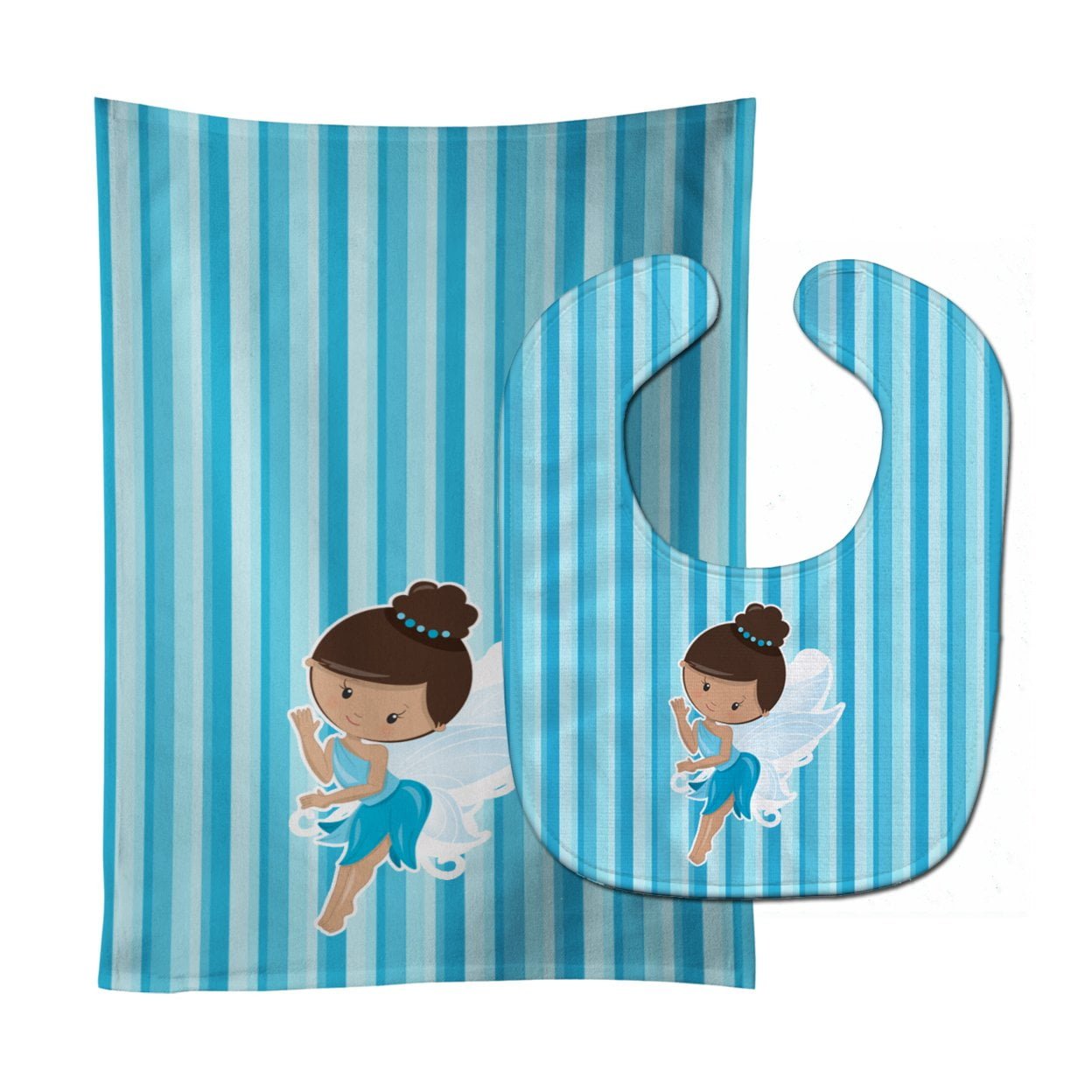 Bb6910stbu Fairy Blue Stripes Baby Bib & Burp Cloth