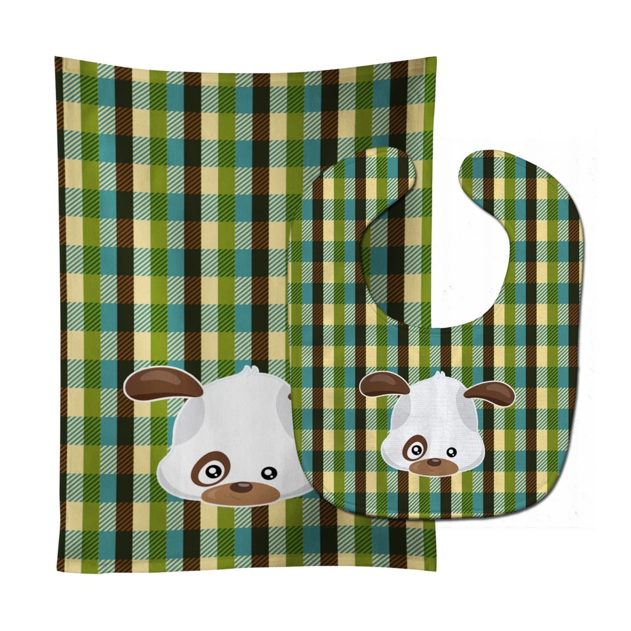 Bb6925stbu Dog Face Baby Bib & Burp Cloth