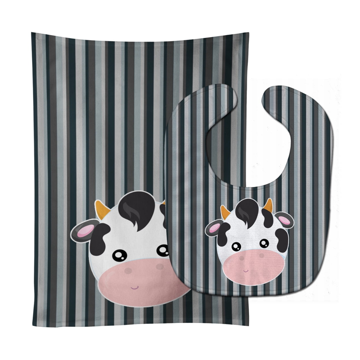 Bb6926stbu Cow Face Baby Bib & Burp Cloth