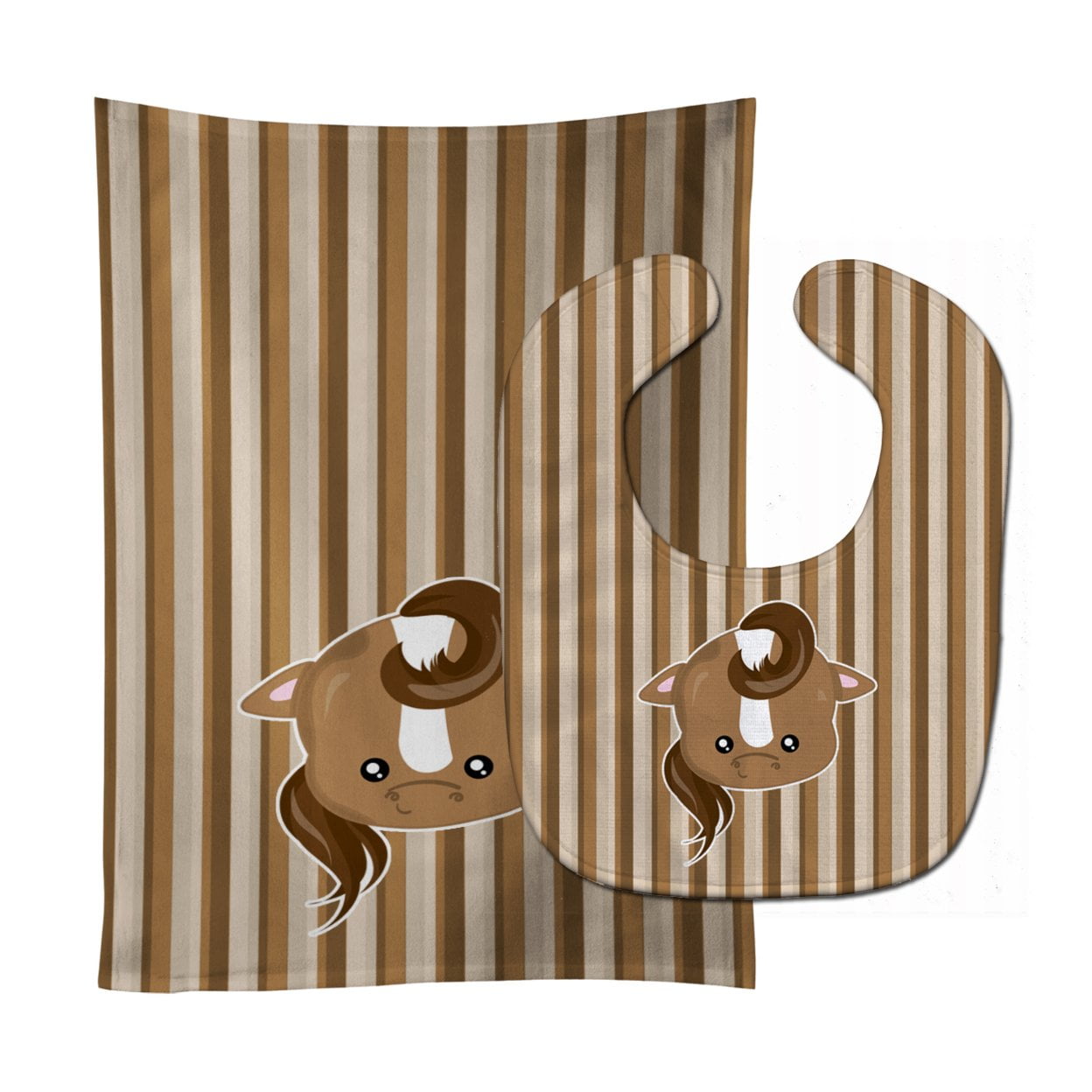 Bb6927stbu Horse Face Baby Bib & Burp Cloth