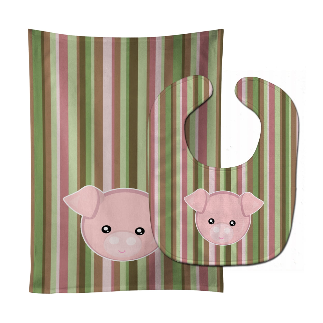 Bb6930stbu Pig Face Baby Bib & Burp Cloth