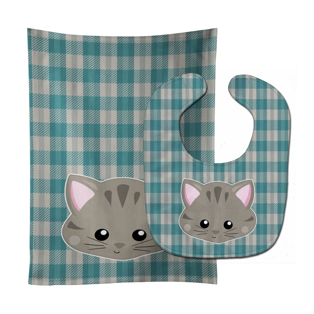 Bb6932stbu Kitten Face Baby Bib & Burp Cloth