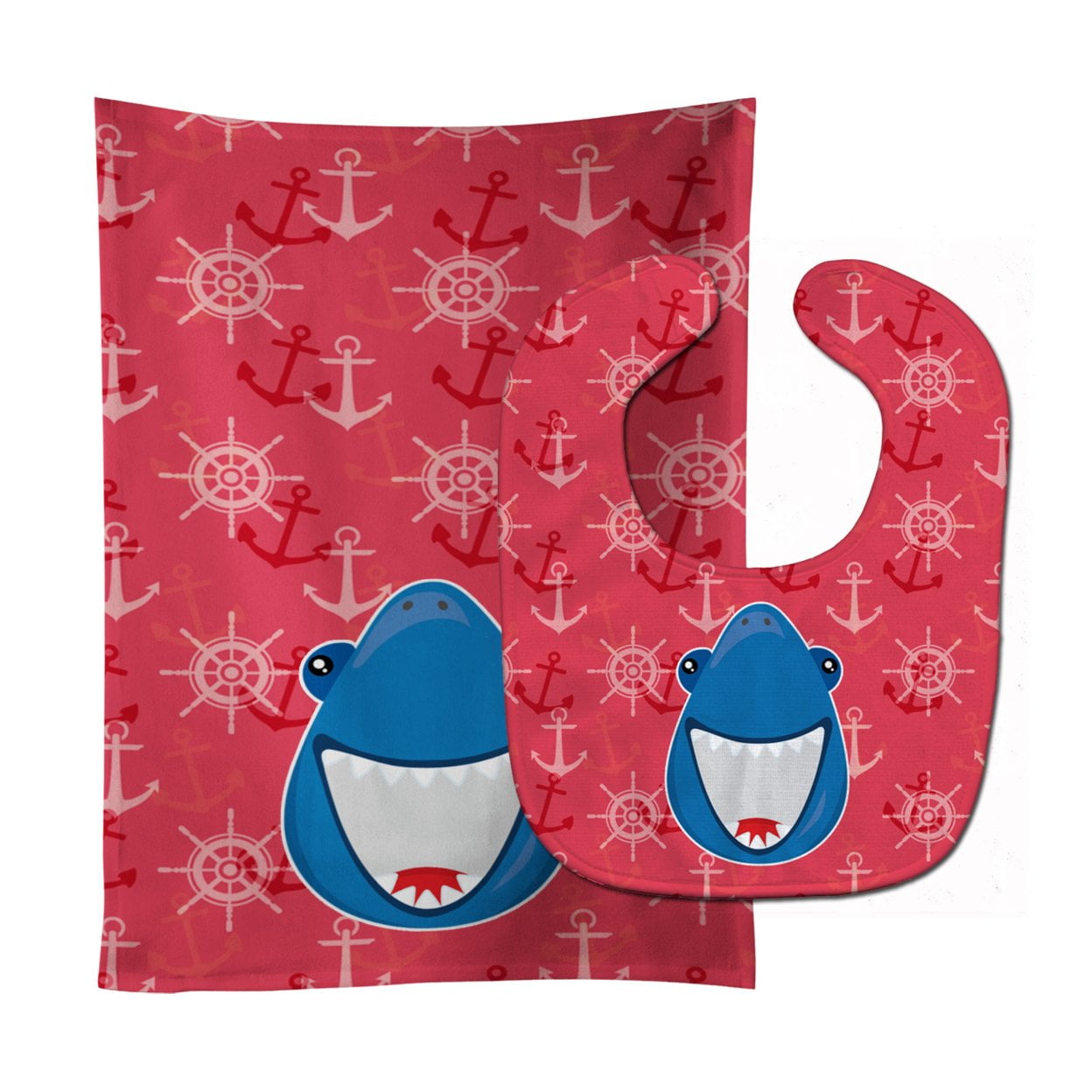 Bb6945stbu Shark Wide Open Baby Bib & Burp Cloth