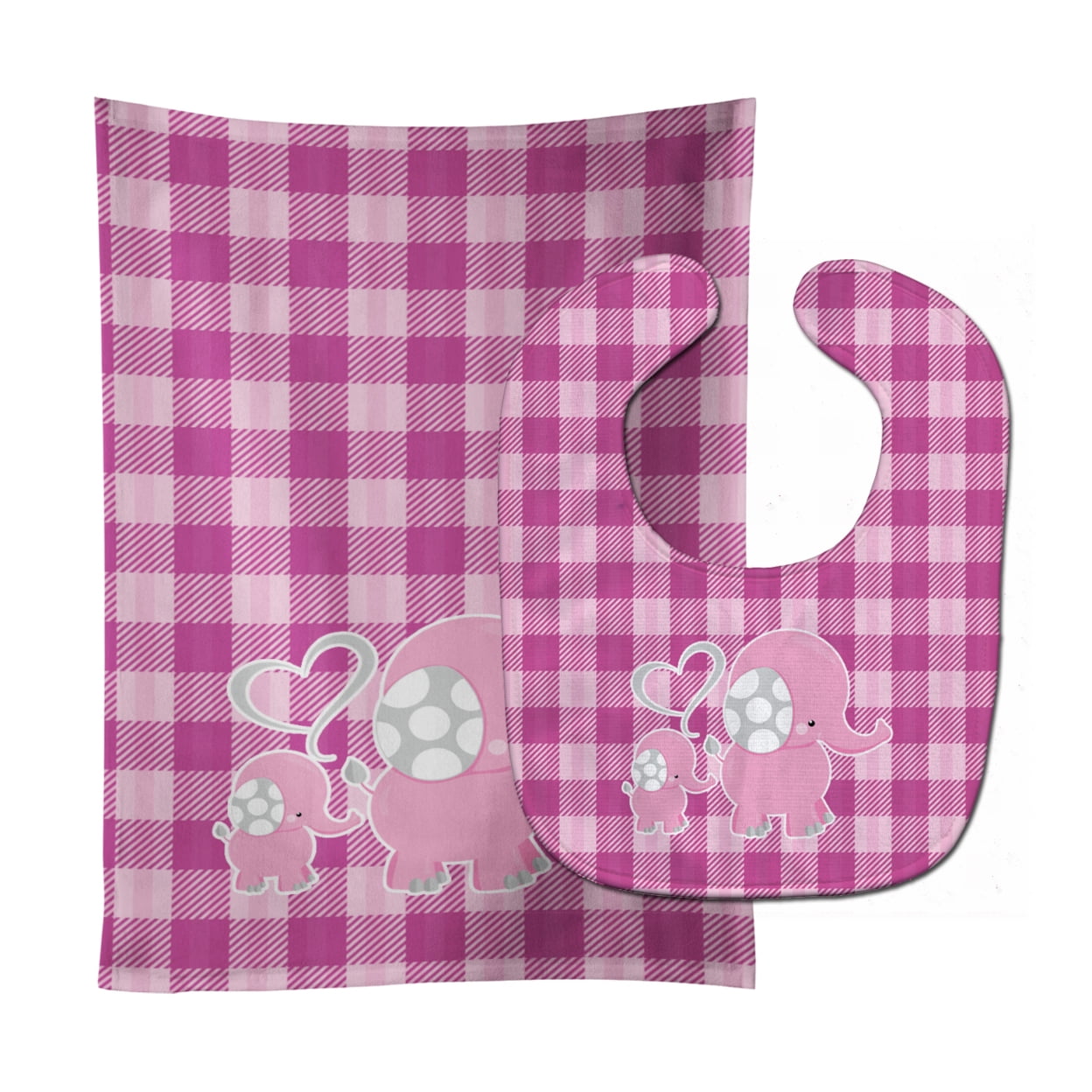 Bb6953stbu Elephant & Baby Baby Bib & Burp Cloth