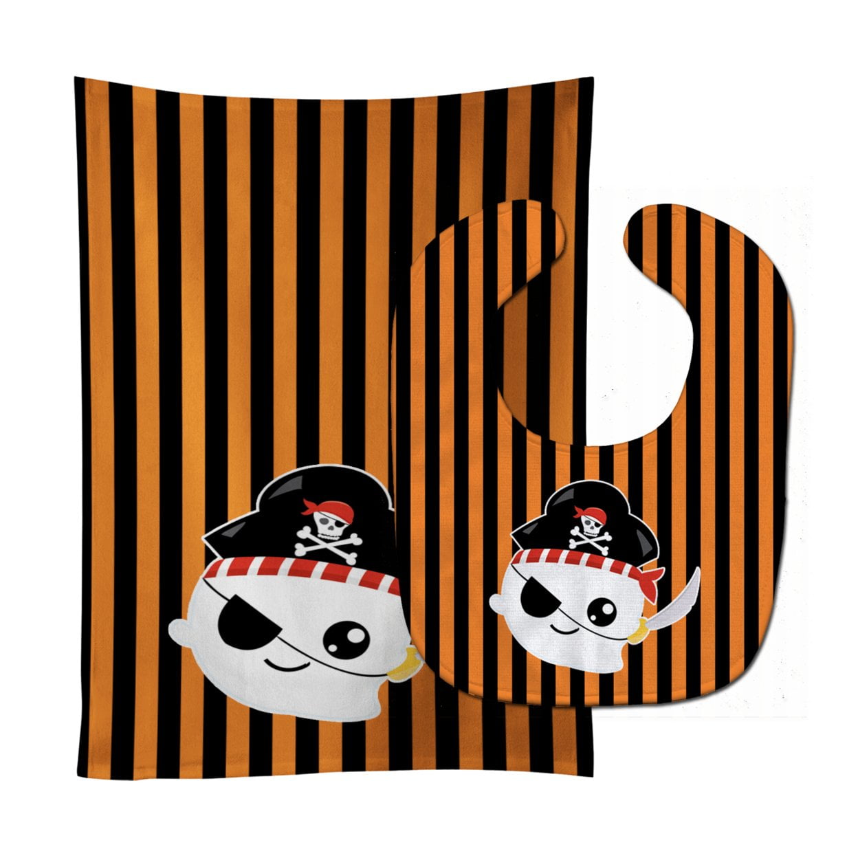 Bb6957stbu Halloween Ghost Pirate Baby Bib & Burp Cloth