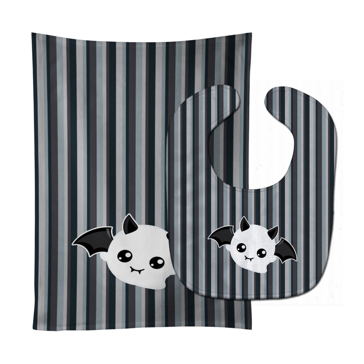 Bb6964stbu Halloween Ghost Bat Baby Bib & Burp Cloth