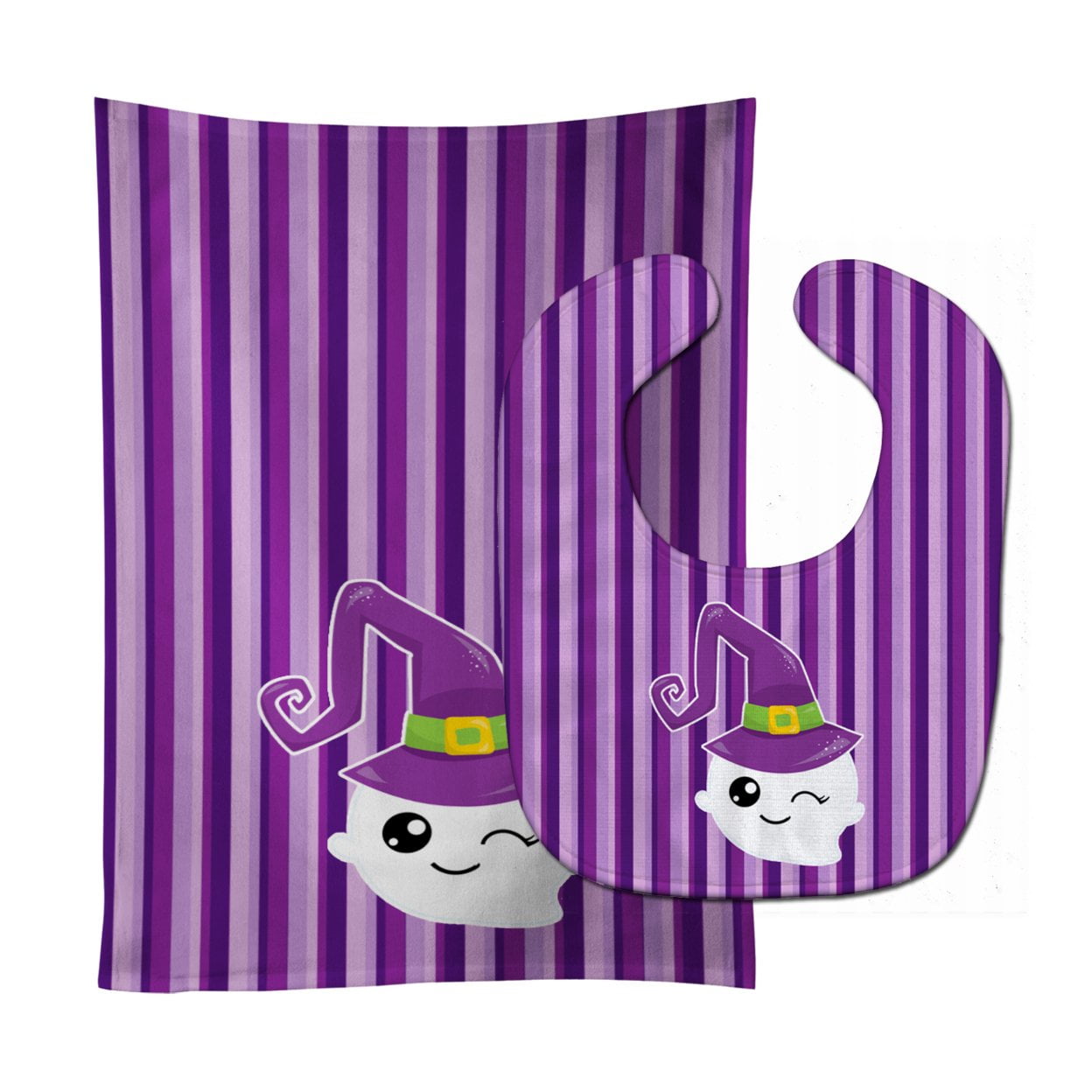 Bb6966stbu Halloween Ghost Witch Baby Bib & Burp Cloth