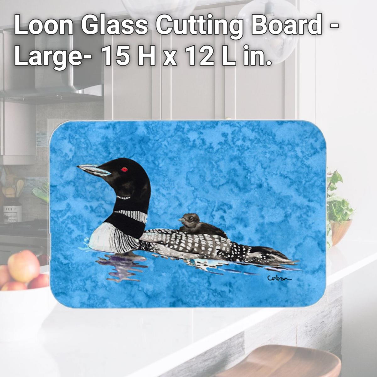Picture of Carolines Treasures 8718LCB Loon Glass Cutting Board - Large- 15 H x 12 L in.