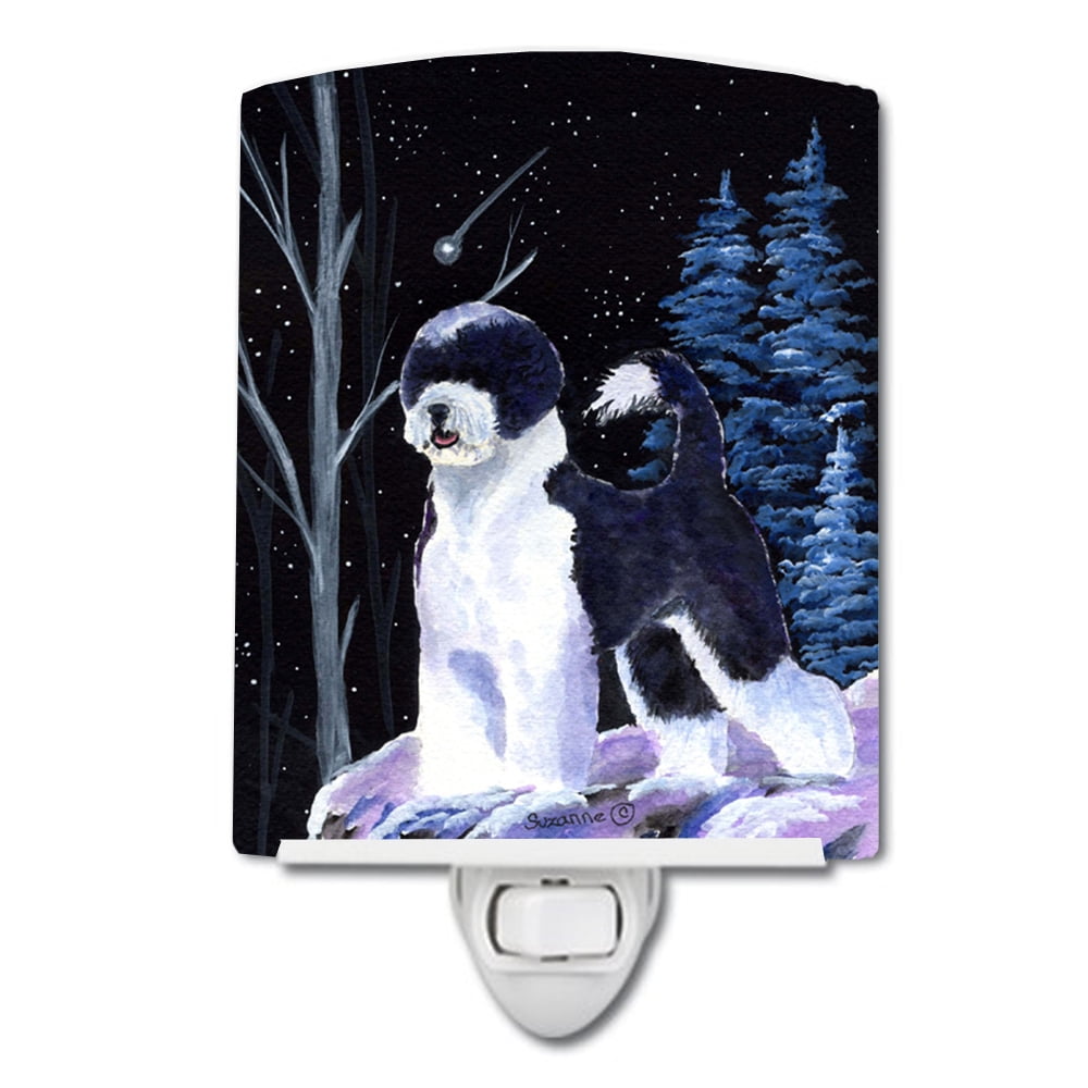 Ss8399cnl Starry Night Portuguese Water Dog Ceramic Night Light