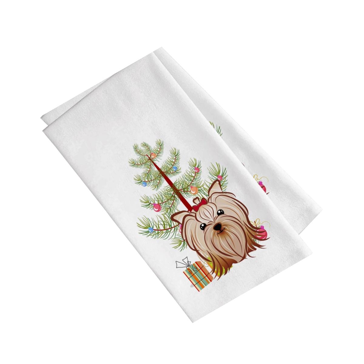 Picture of Carolines Treasures BB1576WTKT Christmas Tree & Yorkie Yorkishire Terrier White Kitchen Towel - Set of 2