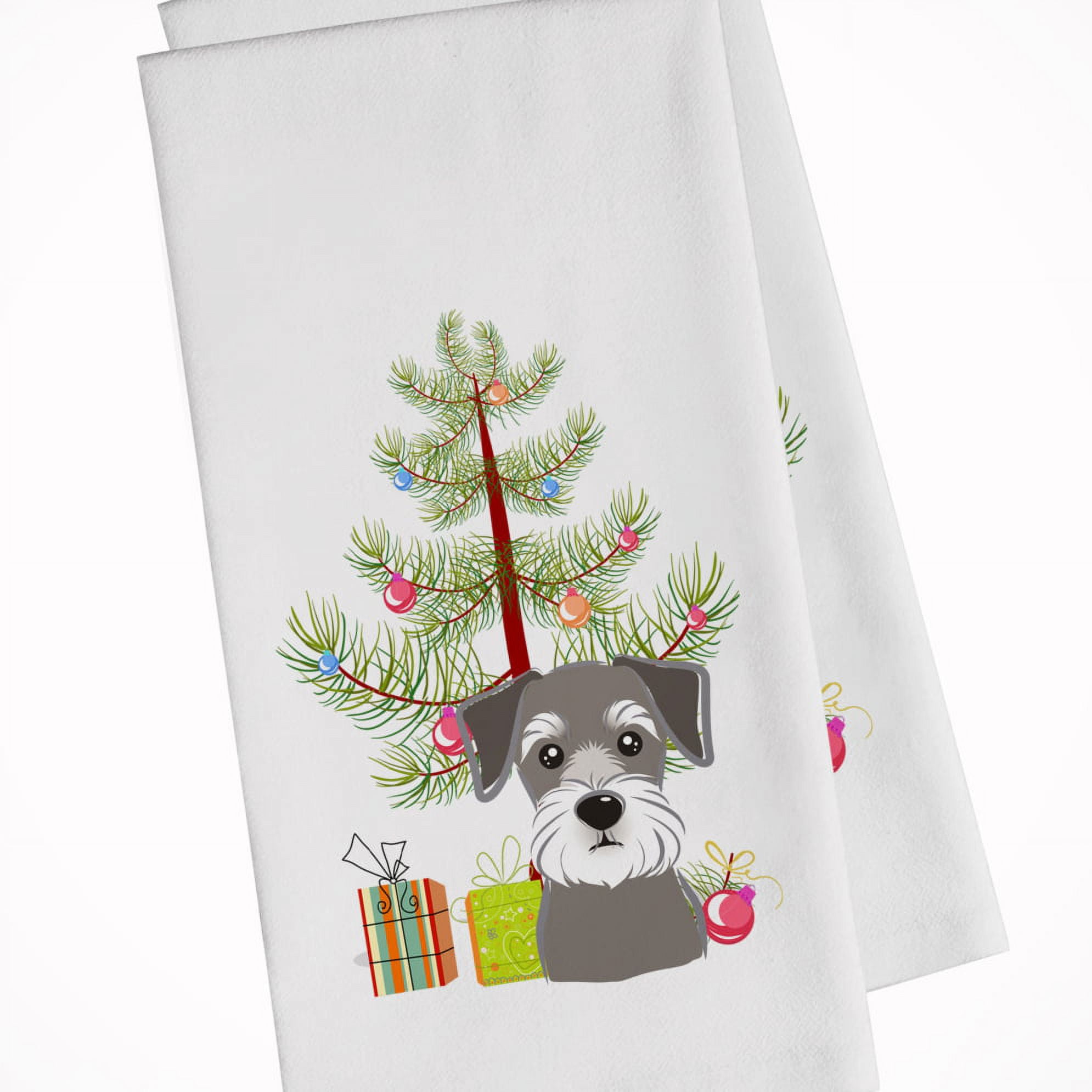 Bb1578wtkt Christmas Tree & Schnauzer White Kitchen Towel - Set Of 2