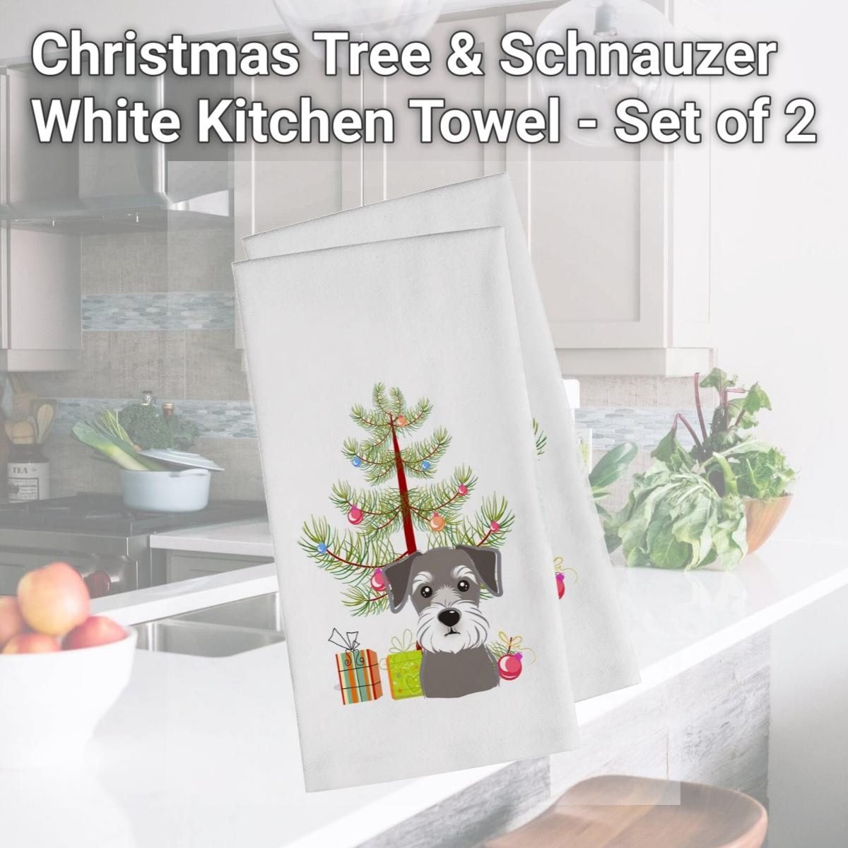 Picture of Carolines Treasures BB1578WTKT Christmas Tree & Schnauzer White Kitchen Towel - Set of 2