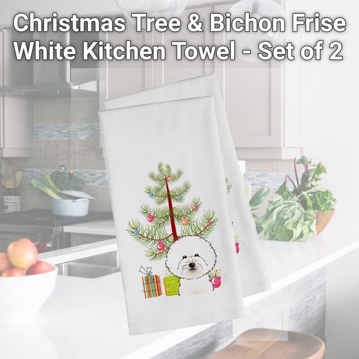 Picture of Carolines Treasures BB1589WTKT Christmas Tree & Bichon Frise White Kitchen Towel - Set of 2