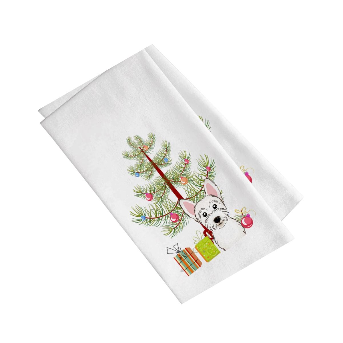 Picture of Carolines Treasures BB1598WTKT Christmas Tree & Westie White Kitchen Towel - Set of 2