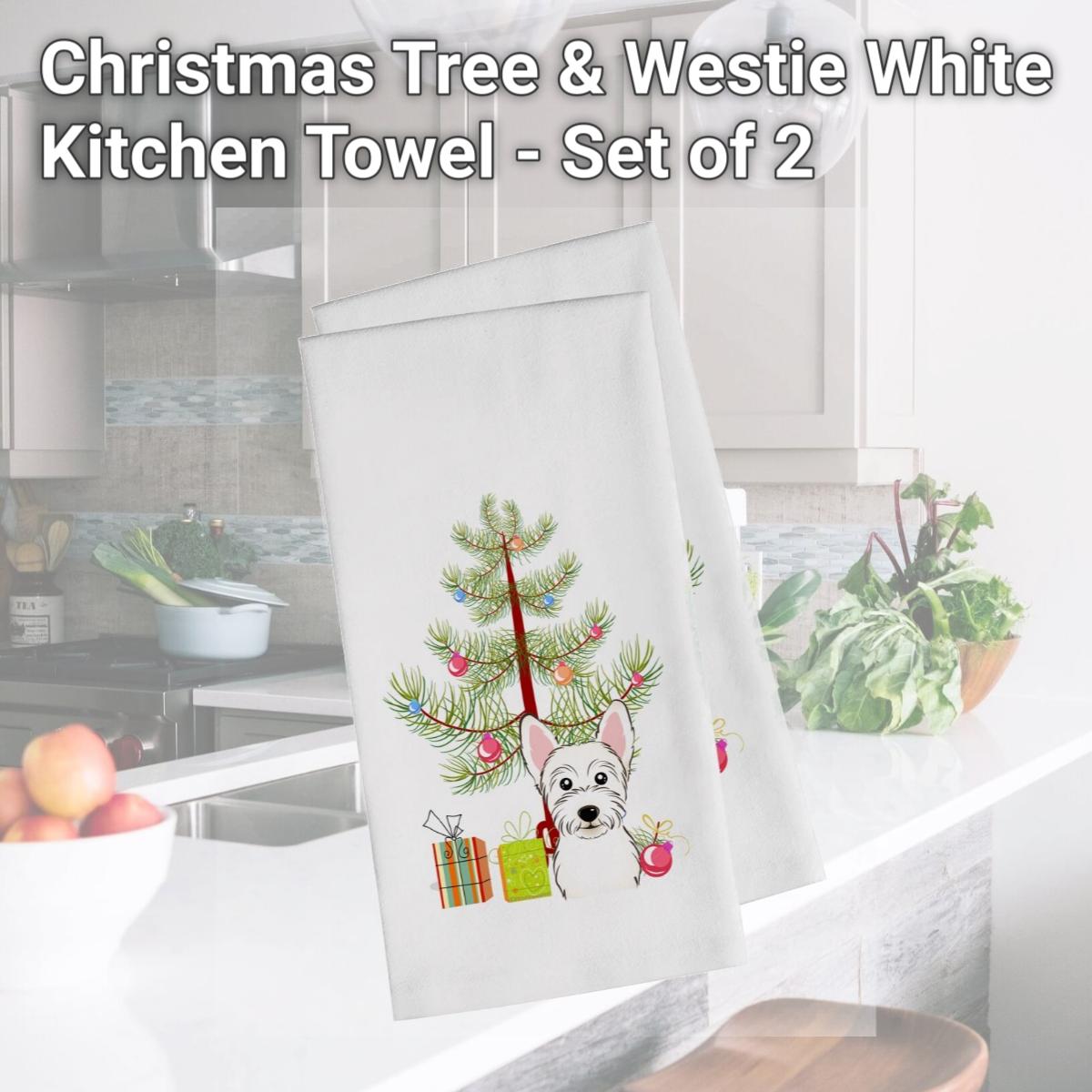 Picture of Carolines Treasures BB1598WTKT Christmas Tree & Westie White Kitchen Towel - Set of 2