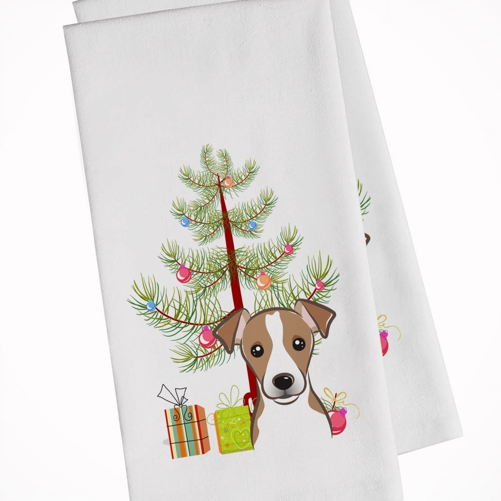 Bb1632wtkt Christmas Tree & Jack Russell Terrier White Kitchen Towel - Set Of 2