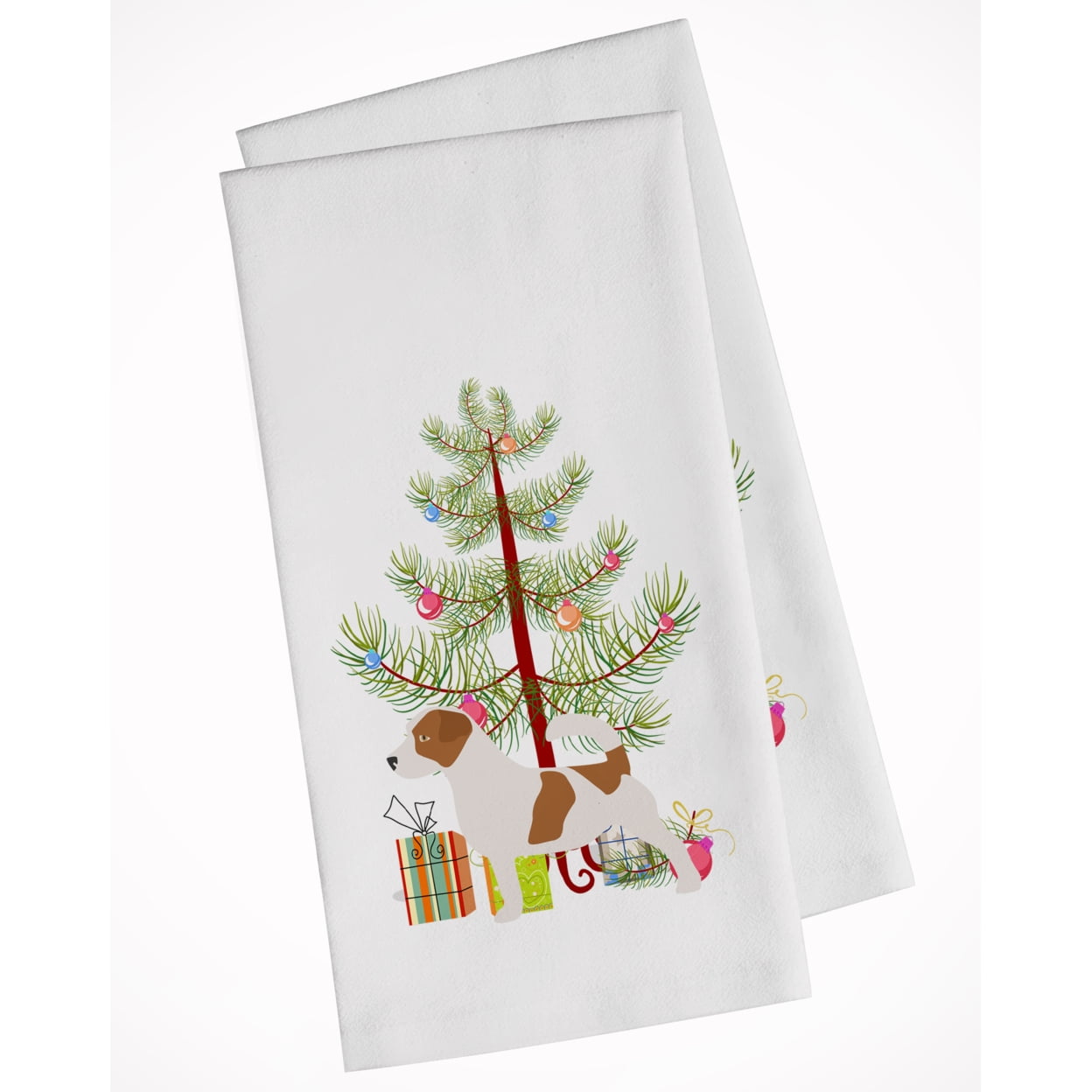 Bb2925wtkt Jack Russell Terrier Merry Christmas Tree White Kitchen Towel - Set Of 2