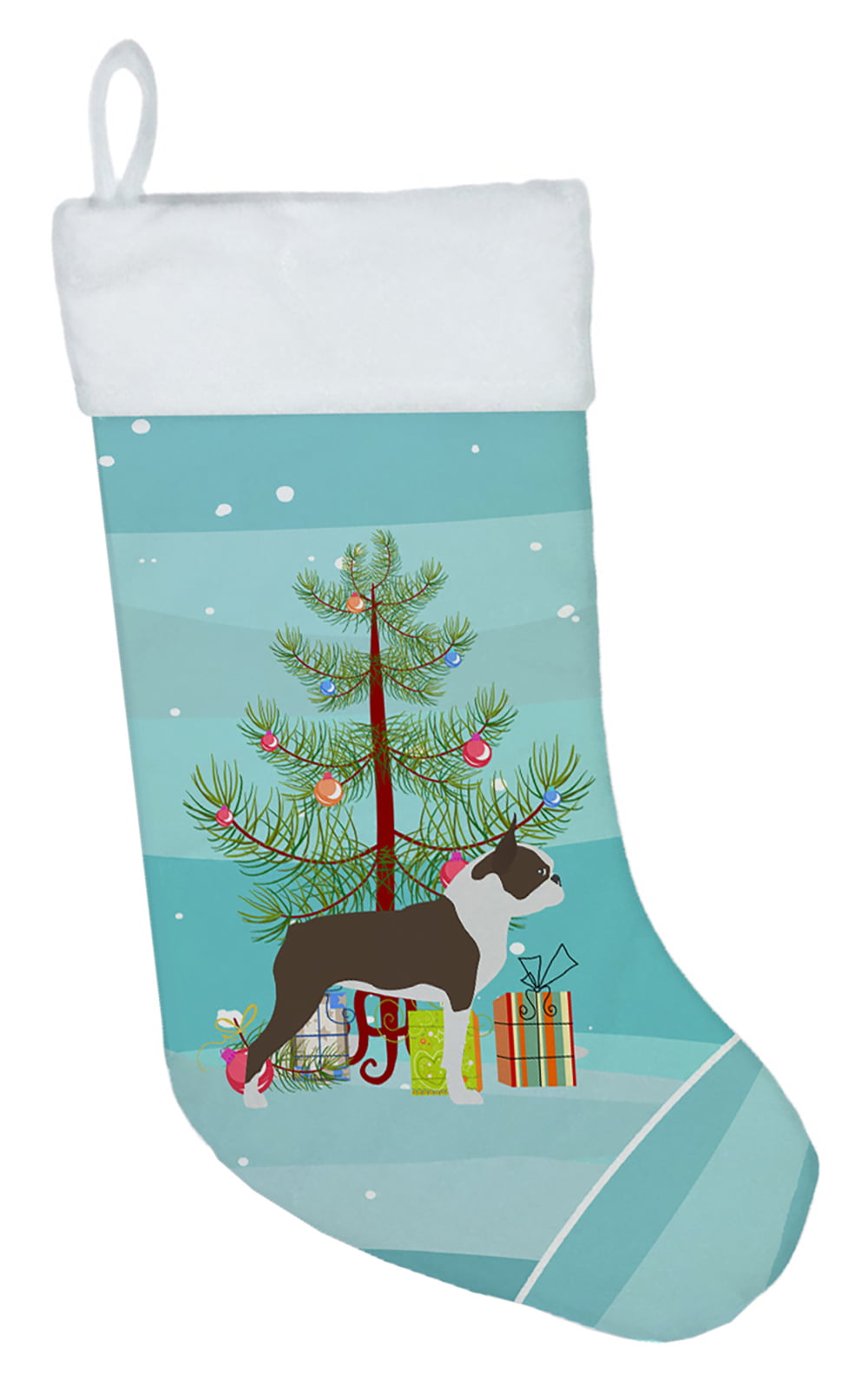 Bb2962cs Boston Terrier Merry Christmas Tree Christmas Stocking