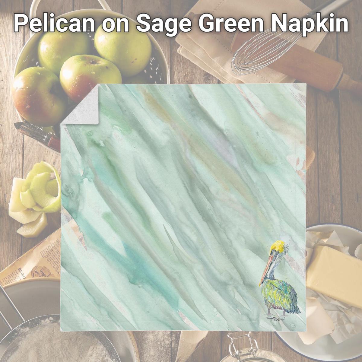 Picture of Carolines Treasures SC2064NAP Pelican on Sage Green Napkin
