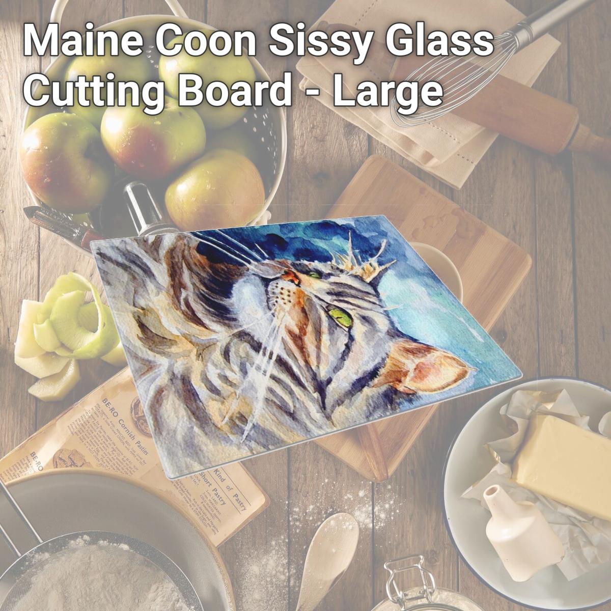 Picture of Carolines Treasures 7391LCB Maine Coon Sissy Glass Cutting Board - Large