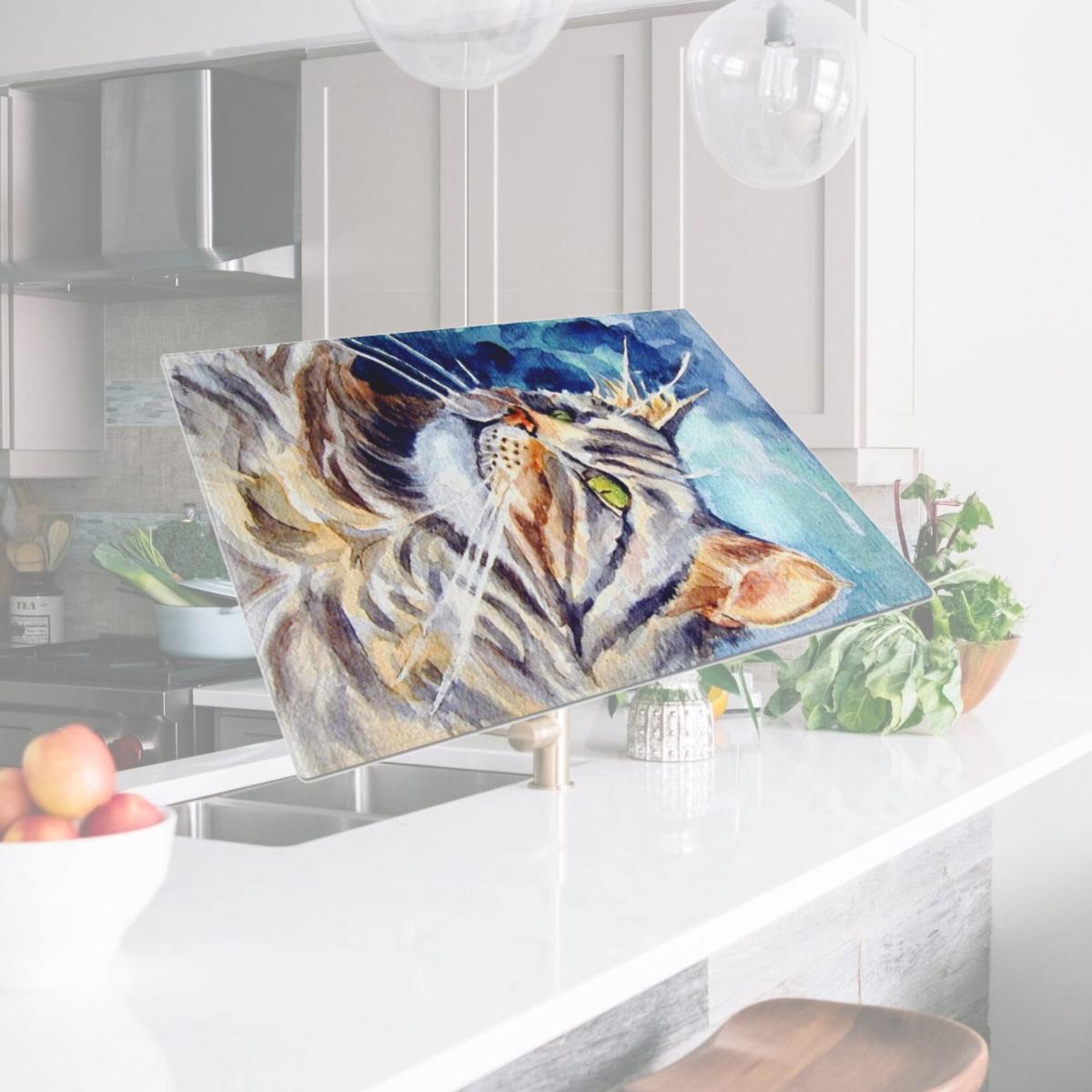 Picture of Carolines Treasures 7391LCB Maine Coon Sissy Glass Cutting Board - Large