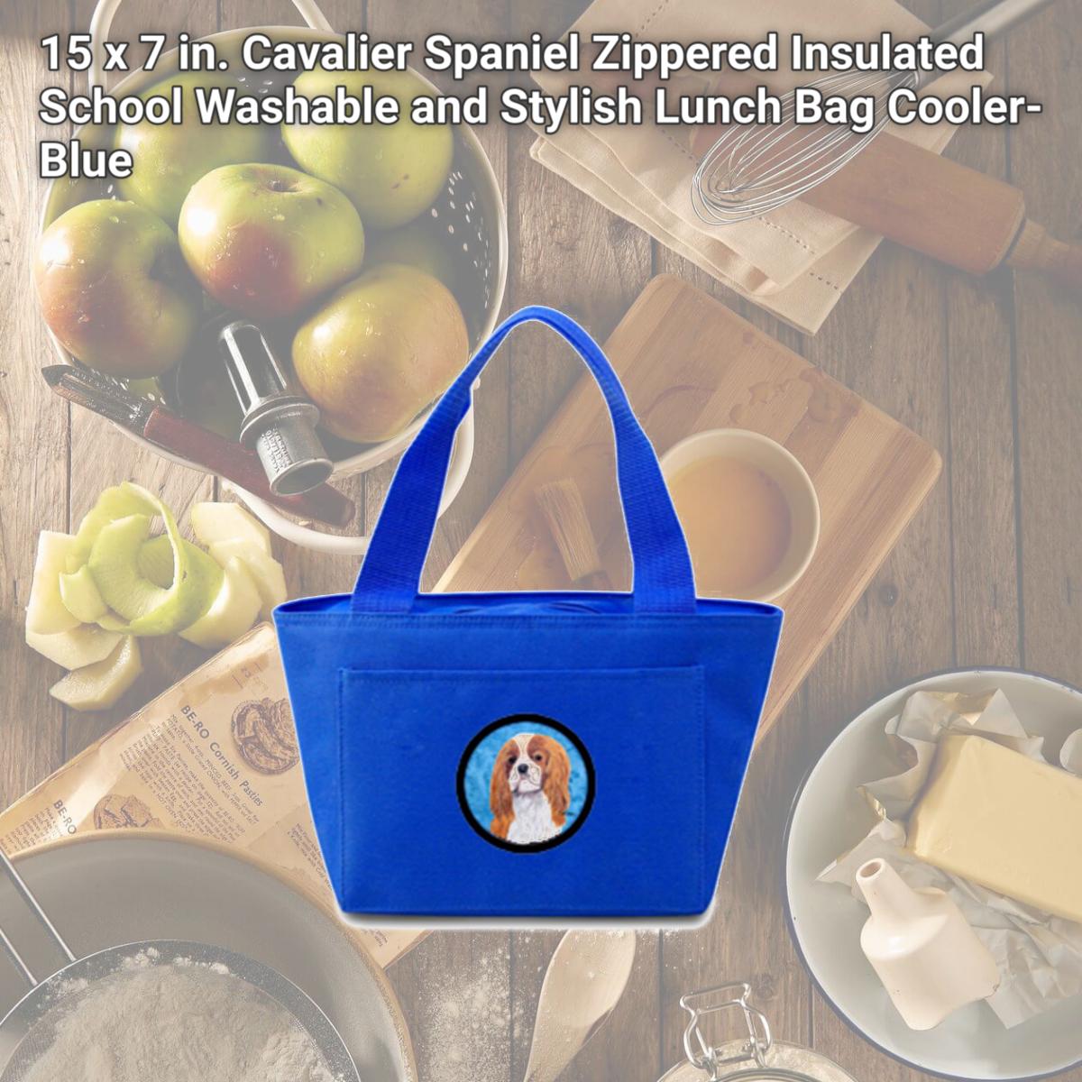 Picture of Carolines Treasures SC9118BU-8808 15 x 7 in. Cavalier Spaniel Zippered Insulated School Washable and Stylish Lunch Bag Cooler- Blue