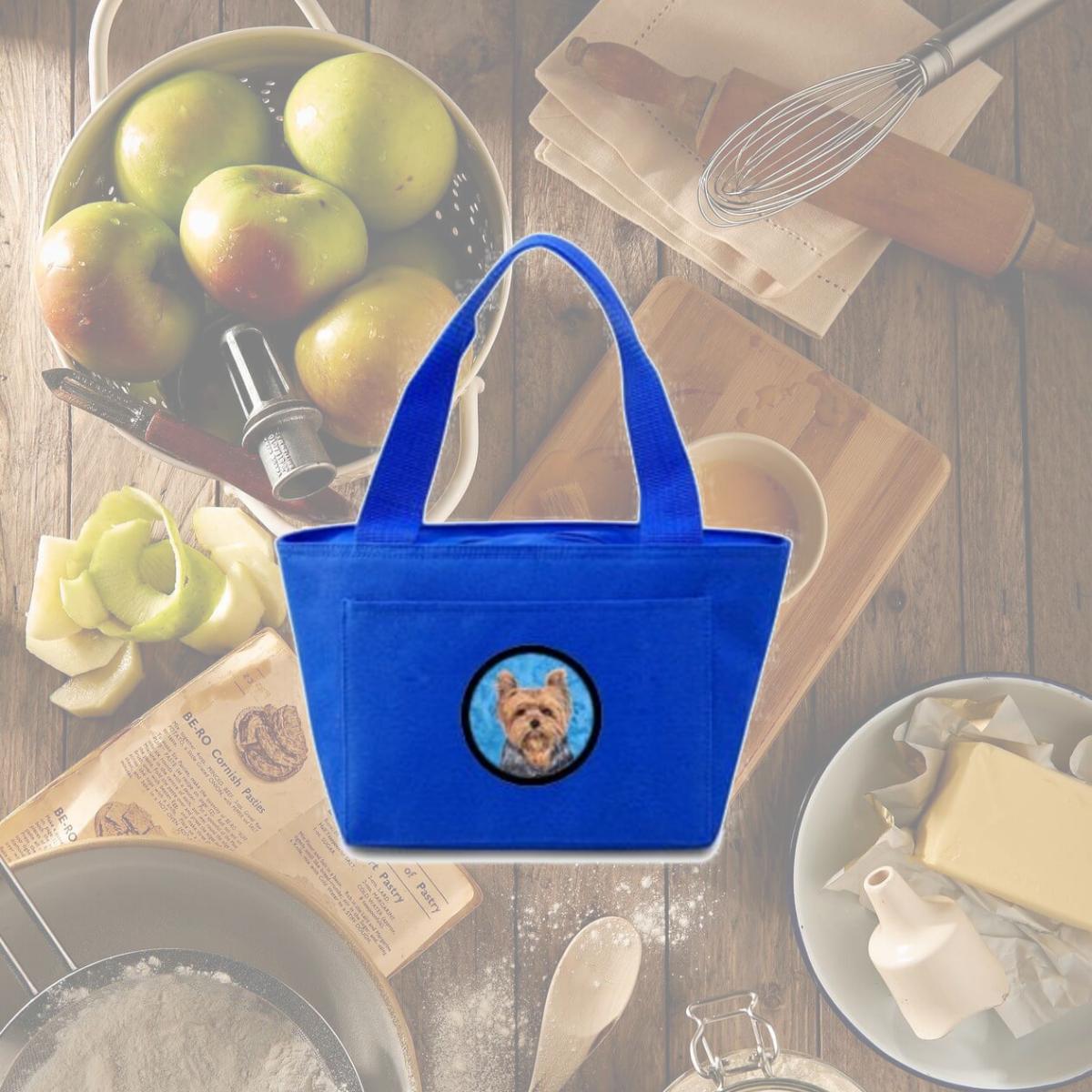 Picture of Carolines Treasures SC9123BU-8808 15 x 7 in. Yorkie Zippered Insulated School Washable and Stylish Lunch Bag Cooler- Blue