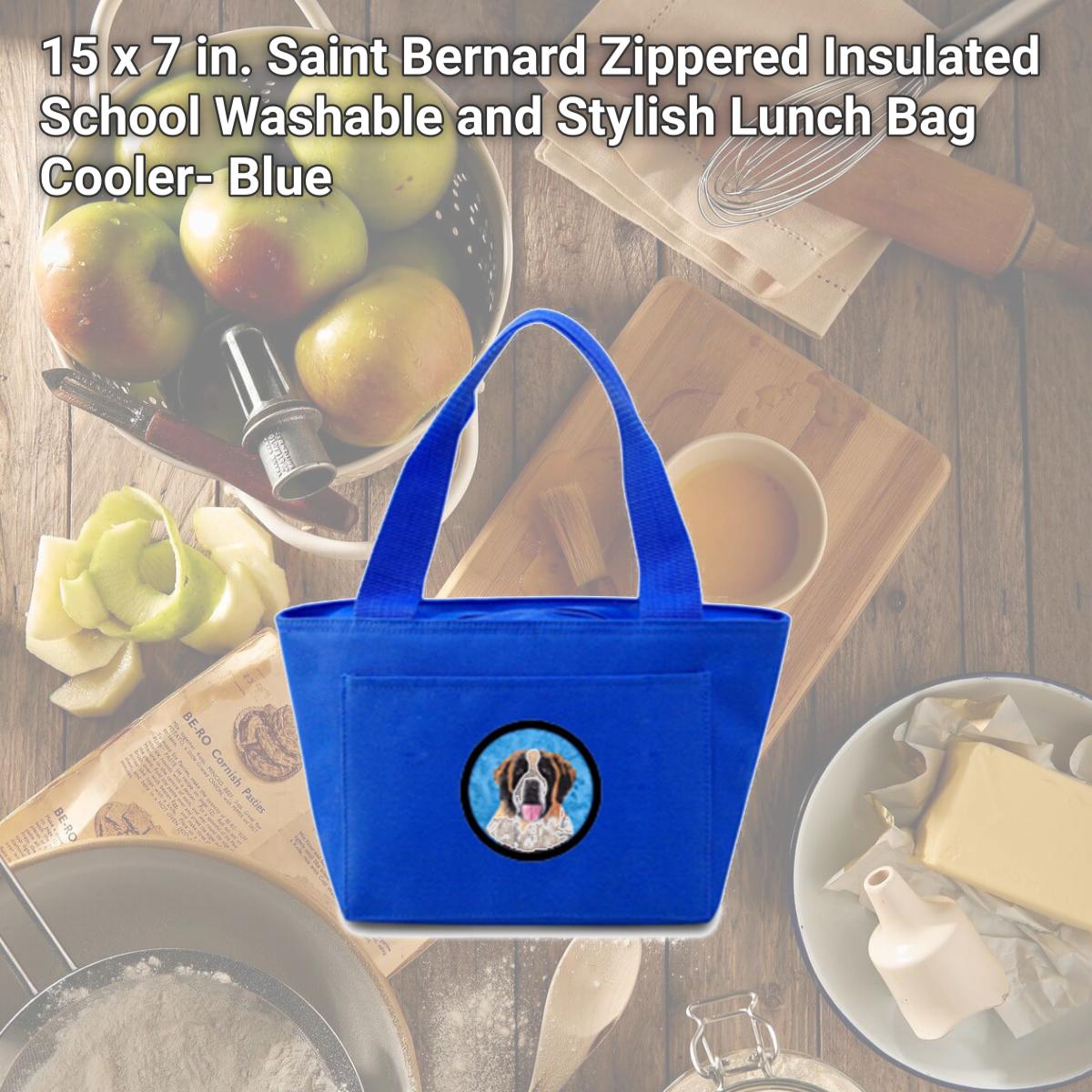Picture of Carolines Treasures SC9129BU-8808 15 x 7 in. Saint Bernard Zippered Insulated School Washable and Stylish Lunch Bag Cooler- Blue