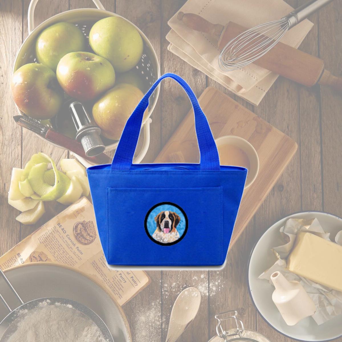 Picture of Carolines Treasures SC9129BU-8808 15 x 7 in. Saint Bernard Zippered Insulated School Washable and Stylish Lunch Bag Cooler- Blue